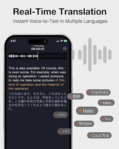 VIAIM OpenNote AI Voice Recorder – Open Ear Headphones with FlashRecord, Call Recording, Real-Time Transcription, Translation, AI Assistant, for Students, Professionals & Interview Recording, Black thumbnail 9