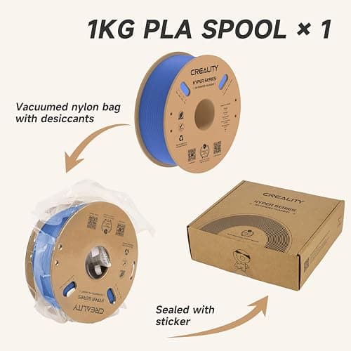 Official Creality Hyper PLA Filament 1.75mm, High Speed PLA 30-600mm/s 3D Printer Filament, Dimensional Accuracy +/-0.02mm, Fit Most FDM 3D Printers，1KG(2.2lbs) Spool Blue thumbnail 7