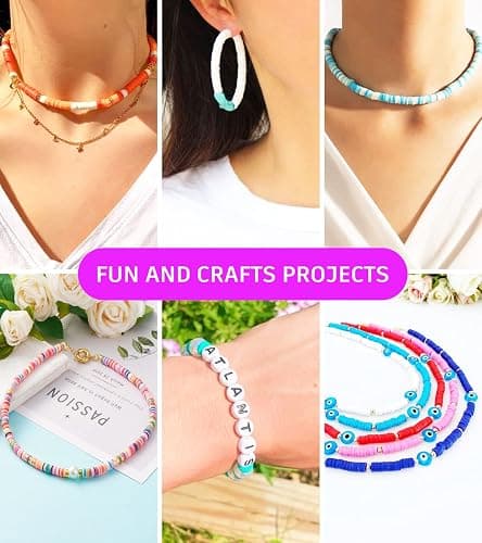 Gionlion Clay Beads Bracelet Making Kit, Pack 2 Boxes Preppy Letter Spacer Beads and Charms Kit for Friendship Jewelry Making, Arts and Crafts Gifts for Girls Ages 8-12 thumbnail 6