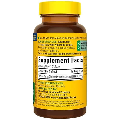 Nature Made Vitamin D3 2000 IU (50 mcg), Vitamin D Supplement for Bone, Teeth, Muscle and Immune Health Support, 90 Softgels, 90 Day Supply thumbnail 7