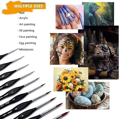 Golden Maple Detail Paint Brushes Set 10pcs Miniature Brushes for Fine Detailing & Art Painting - Acrylic, Watercolor, Oil, Models thumbnail 3