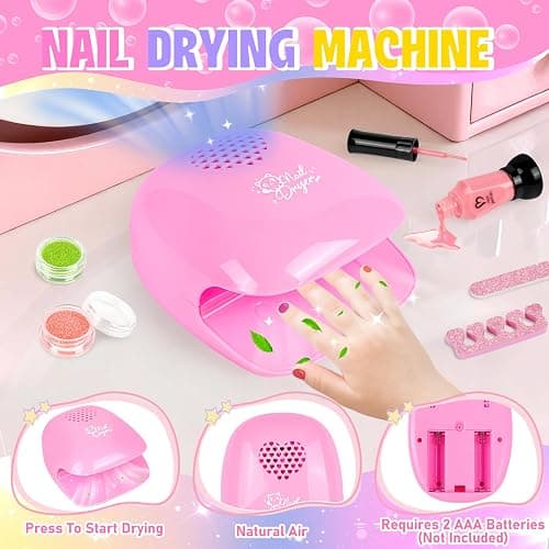 Kids Nail Polish Set for Girls, 27Pcs Nail Art Kit with Nail Dryer & Storage Case, Non-Toxic Peel-Off Water-Based Nail Polish, Christmas Birthday Gifts Toys for Toddlers Kids Girls Age 8 9 10+ thumbnail 2