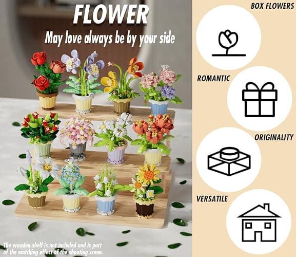 Jollcnoia Daisy Mini Flower Potted Plant Bonsai Building Toy Blocks Particle Flower Botanical thumbnail 4