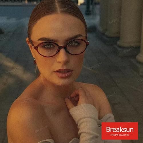 Breaksun Fashion Oval Glasses for Women Men Retro Round Tortoise Frame Blue Light Glasses Nerd Eyeglasses thumbnail 3