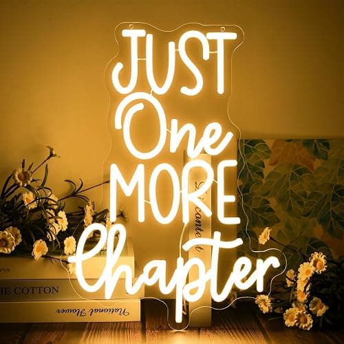 Just One More Chapter Neon Sign Dimmable Neon Signs for Wall Decor LED Library Sign USB Light Up Sign for Study Reading Room Decor Bedroom Classroom Book Lover Book Reader Bookish Gifts for Women - Image 1