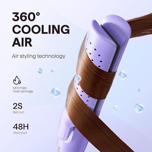 Wavytalk Airflow Styler Curling Iron, Cool Curl, 360° Cool Air Lock in Style for Lasting Curls, Reduces Damage, 2 in 1 Hair Straightener and Curler, 1.25 Inch, Anti-Scald for Short Long Hair, Purple thumbnail 3