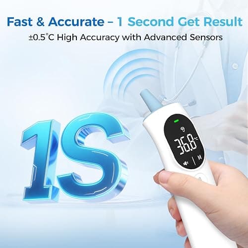 Thermometer Forehead and Ear Thermometer Digital Infrared Thermometer Baby Thermometer Accurate 1s Measure 40 Set Memory Mute Mode LED Screen for Adults Kids Fever Alarm with Storage Bag thumbnail 4