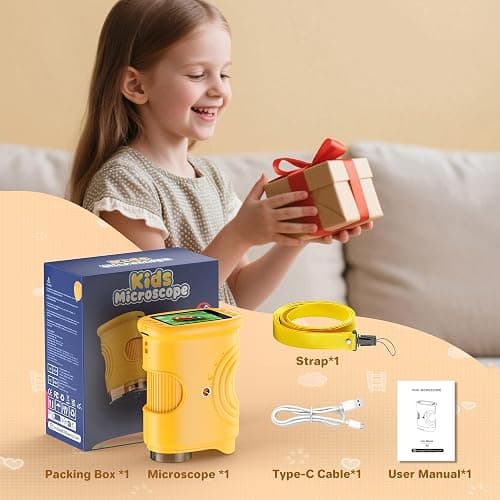 1000X Handheld Digital Microscope for Kids: Pocket Microscope with 2.0" IPS Screen - STEM Toys Birthday Gifts for Girls Boys Child - Portable Edu Science Kits Toddler Age 3-6 6-12 thumbnail 2