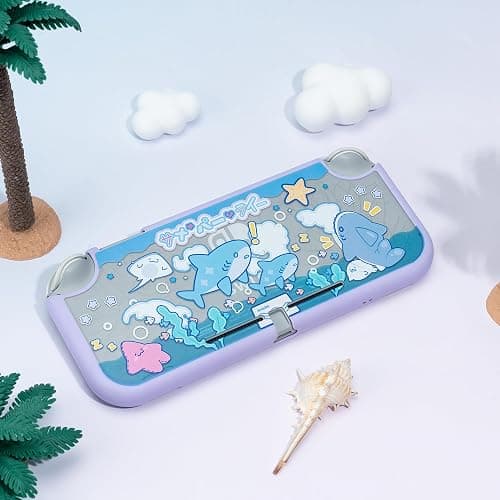 GeekShare Switch Lite Protective Case, Thumb Grip Caps & Game Card Case Compatible with Nintendo Switch Lite-Shark Shark thumbnail 8