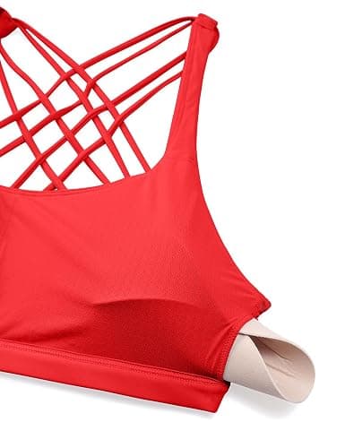 CRZ YOGA Naked Feeling Strappy Sports Bras for Women - Criss Cross Back Wireless Padded Cami Yoga Workout Top thumbnail 5