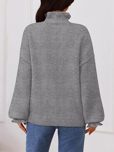 MEROKEETY Women's Fall 2025 Chunky Cardigan Sweaters Trendy Ruffle Button Down Long Sleeve Casual Knit Coat Winter Clothes thumbnail 6
