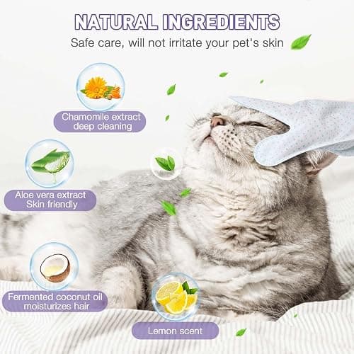 VoagLuk Dog Wipes 15 PCS Pet Cleaning and Deodorizing Bath Wipes for Dogs & Cats Rinse Free Grooming Gloves for Paws, Butt, Face and Fur thumbnail 5