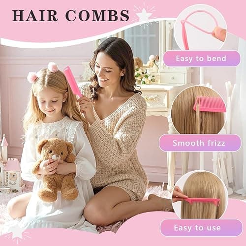 Hair Accessories for Girls, 1350P Colorful Hair Ties with 44P Hair Clips, Glitter Butterfly Hair Clips, Hair Wax Stick, Butterfly Hair Claws, Hair Barrettes with Comb Set&Organizer Box, Christmas Gift thumbnail 6