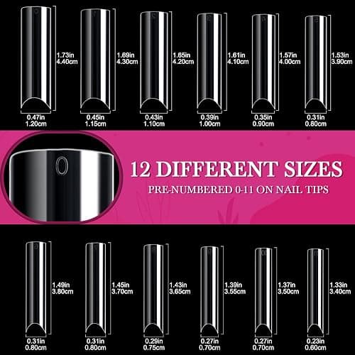 Ranrose 120PCS Extra Long Half Nail Tips,XXL Super Long Half Cover Deep C Curve False Nails 12 Sizes Tapered Square Press on Nails with Box - 120PCS Clear 2XL C Curve Tips thumbnail 3