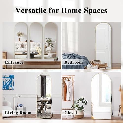 Gold Arched Mirror Full Length with Stand 21" x 56" Large Full Body Dressing Mirror Floor Standing for Bedroom Wall Mounted for Living Room Home Decor thumbnail 7