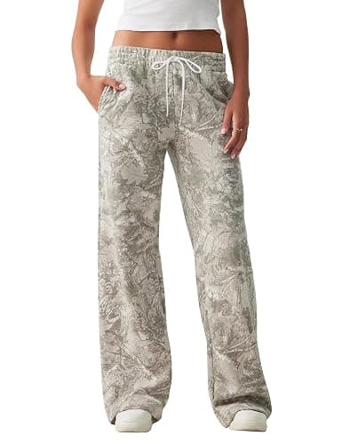 MSBESYOR Camo Pants Women Baggy Fleece Y2K Camouflage Cargo Pants High Waisted Wide Leg Drawstring Jogger Sweatpants - Image 1