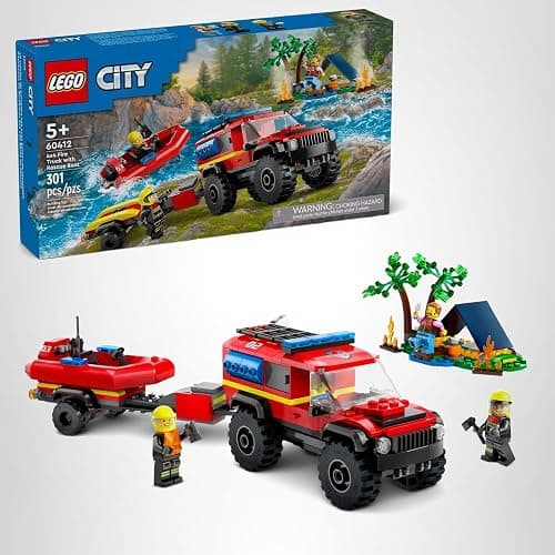 LEGO City 4x4 Fire Truck with Rescue Boat - Building Toy for Boys & Girls, Ages 5+ - Gift for Birthdays - Truck Toy W/ 3 Minifigures - 60412 thumbnail 7