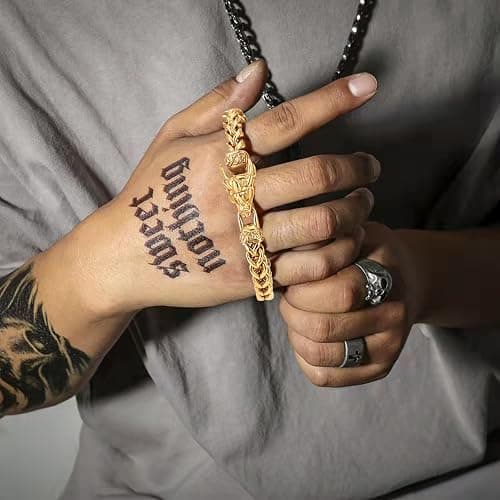 LCTrusttmor Gahna Viking Dragon Bracelet for Men, 316L Stainless Steel Cuban Link Chain 10mm Width, 8 Inch Length, Vintage Silver/Black/Steel/Gold, Punk Norse Jewelry Gifts for Him Husband thumbnail 3