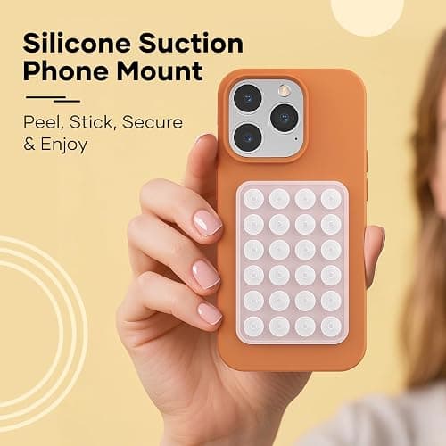 Silicone Phone Sticky Grip, Suction Phone Case Mount for iPhone and Android, Hands-Free Sticky Cell Phone Grip, Mobile Fidget Mirror Holder for Selfies and Videos thumbnail 2