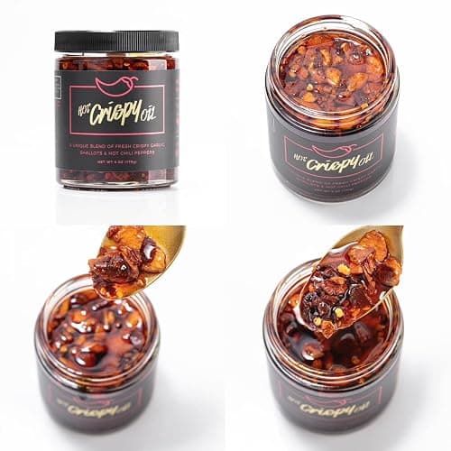 Hot Crispy Oil - Spicy Chili Crisp Blend of Olive Oil, Fresh Crispy Garlic, Shallots & Hot Chili Peppers - Designed for Pizza, Pasta, Eggs, Bread & More - Made in USA - Mild Heat - 6 fl oz - Original thumbnail 8