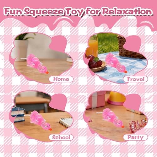 Cute Duck Squishy Toy for Kids Ages 3+, Birthday Party Favors, Easter Basket Stuffers, Kawaii Malt-Sugar Filled Squeeze Toy(Pink) thumbnail 6