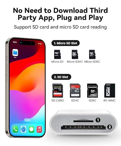 USB C SD Card Reader for iPhone 15 16/iPad/MacBook/Mac, xdgeLoad USB-C Type C SD Reader Supports SD and MicroSD Memory Card Adapter, Trail Camera Viewer Plug and Play - 2 Slots thumbnail 2