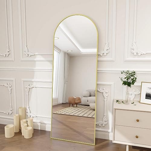 Koonmi Full Length Mirror, 64"x21" Arched Gold Mirror Full Length, Standing Hanging or Leaning Full Body Mirror with Aluminum Alloy Frame for Living Room and Bedroom thumbnail 6