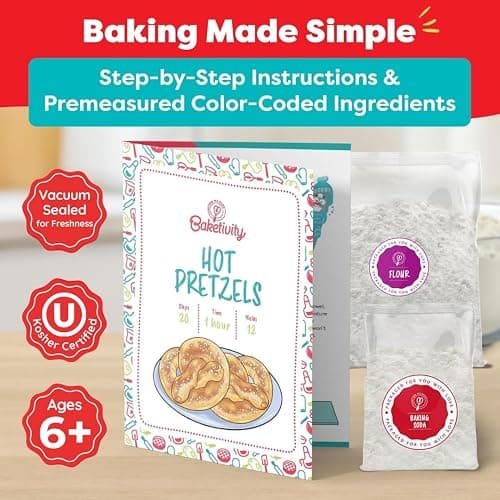 Pretzel Making Kit - Real Cooking Set for Kids Ages 5-12+ with Recipe and Ingredients - Kids Baking Set for Girls & Boys - Great Gift for Family Bonding thumbnail 2