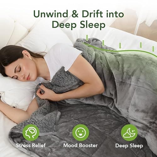 Sivio Sherpa Fleece Weighted Blanket for Adult, 15 lbs Heavy Fuzzy Throw Blanket with Soft Plush Flannel, Reversible Twin-Size Super Soft Extra Warm Cozy Fluffy Blanket, 48x72 Inches Dual Sided Grey thumbnail 3