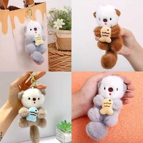 WIizyzfhy Cute Otter Keychain Charm & Bag Charm Animal Keychain Pendant | Suitable for hanging on keys,wallets,backpacks,shoulder bags,and handbags thumbnail 5