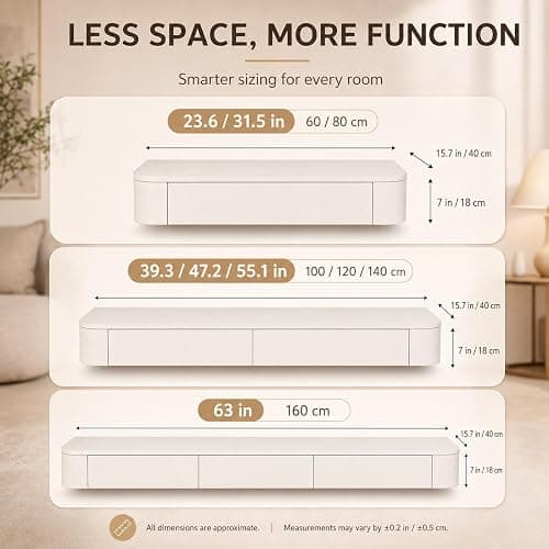 Floating Vanity Desk with Drawers Wall Mounted Makeup Table Space Saving | Fully Assembled with Spacious Storage Drawers, Smooth Glide Operation and Easy Clean Surface(Ivory,23.6") thumbnail 2