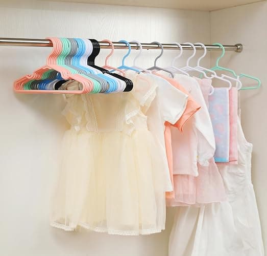 60 pcs MINI TANKTOP Hangers,Non-Slip Laundry Infant Pant Hanger for Newborn Clothes,Ultra-Thin Child Coat Hanger for Girl Boy Toddler Kids thumbnail 2