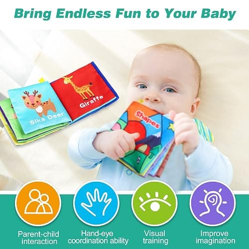Baby Bath Books, Nontoxic Fabric Soft Baby Cloth Books, Early Education Toys, Waterproof Baby Books for Toddler, Infants Perfect Shower Toy, Kids Bath Toys Birthday Gift (Pack of 8) thumbnail 7