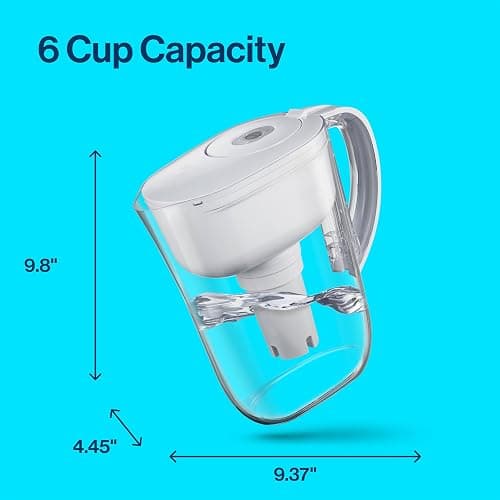 Brita Water Filter Pitcher for Tap and Drinking Water with 1 Standard Filter, Lasts 2 Months, 6-Cup Capacity, BPA Free, White thumbnail 10