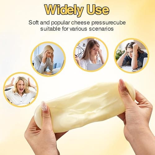 Big Coconut Oil Squishy Cheese Squishy - Non-Rebound Moldable Stress Ball | 2.9Inch Cheese-shaped sensory fidget toy, soft jelly bubblegum texture, no-rebound, holds shape,gift for adults kids thumbnail 4