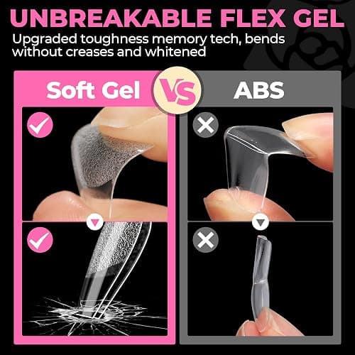 UNA GELLA Extra Short Coffin Nails Tips: 504pcs Pre-etched XS Short Nails, 12 Sizes Clear Coffin Press on Nails Full Cover Gel Tips Acrylic False Fake Nails Extension DIY Salon thumbnail 7