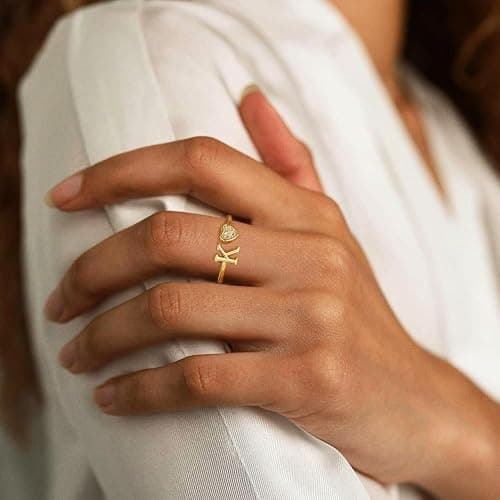 Fimhut Gold Plated Adjustable Letter A-Z Rings Teen Girl Gifts Trendy Stuff | Initial Rings Gifts for Teen Girls Dainty Letter Rings for Girl Kid Birthday Fashion Gift Jewelry thumbnail 5