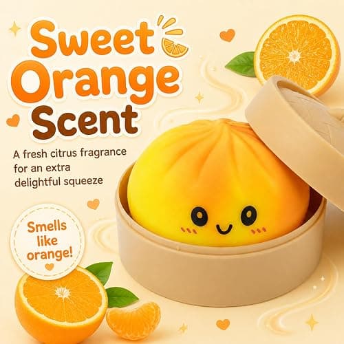 Crossunx Sweet Orange Scented Dumpling Squishies Stress Balls, Tie-Dye Squishies Dumpling Fidget Sensory Toy with Food Steamer, Squeeze Dough Ball for Stress Relief, Stretchy Desk Toys Gift thumbnail 3