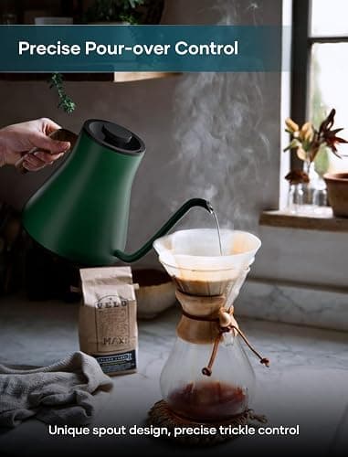 INTASTING Electric Kettles, Gooseneck Electric Kettle, ±1℉ Temperature Control, Stainless Steel Inner, Quick Heating, for Pour Over Coffee, Brew Tea, Boil Hot Water, 0.9L Hunter Green thumbnail 2