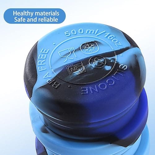 YCTMALL Collapsible Water Bottles Travel water bottle Sports Portable Sport Water Bottle Reusable Water Bottles comes with mountaineering Buckle 500ml silicone Water-proof camping water bottle thumbnail 7