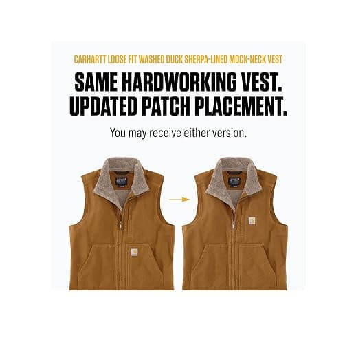 Carhartt Men's Loose Fit Washed Duck Sherpa-Lined Mock-Neck Vest thumbnail 4