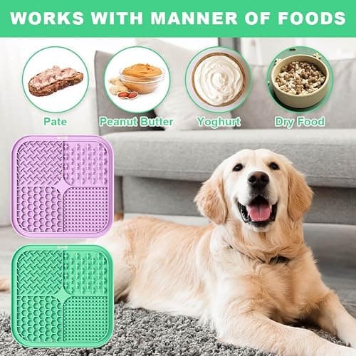 HOTUT Dog Lick Mats with Suction Cups 20 * 20cm,2pcs Licking Mat for Dogs and Cats,Dog Slow Feeder Licky Pat with Spatula and Brush,Licking Pad for Food,Treats,Anxiety Reducer,Boredom thumbnail 5