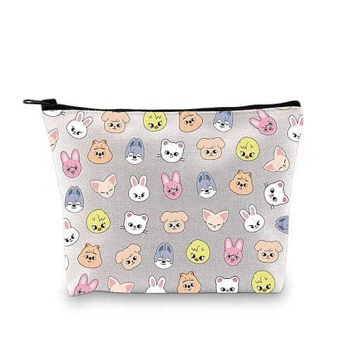 TOBGBE Band Cosmetic Makeup Bag K Fans Gift Cartoon Character Zipper Pouch Bag Member Merch Fans Gifts (SKr-p BAG) - SKZ BAG