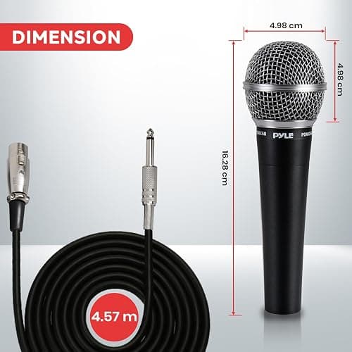 Pyle Microphone, Dynamic Cardioid, XLR Cable Included, Unidirectional, Rugged Construction, Built-in Pop Filter, Perfect for Stage & Studio, High Gain, Ultra-Wide Frequency Response, 15ft Cable thumbnail 2