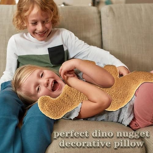NXCHIZS Dino Nugget Pillow Plush, Funny Chicken Nugget Plushie Birthday Gift, Dino Decorative Throw Pillow for Kids Room Decor, Dinosaur Stuffed Animal Idea Birthday Gift for Teens Kids and Adult thumbnail 5