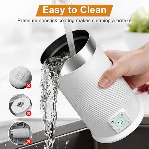 Milk Frother, 4-in-1 Electric Milk Steamer with Warm and Cold Foam Maker, Milk Heater and Warmer Hot & Cold Milk Foamer Maker for Latte Coffee Chocolate (White) thumbnail 6