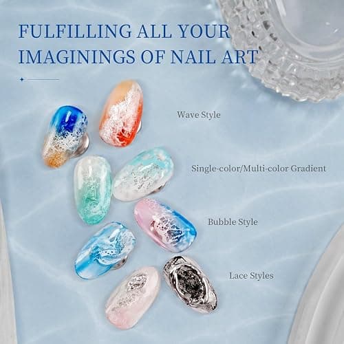 JODSONE Ocean Wave Blooming Gel Nail Polish,16.5ml Wave White Blooming Liquid for Spreading Effect Wave,High Fluidity Wave Textures for Ocean Wave Nail Art,DIY Nail Art Design thumbnail 8