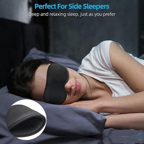 2025 Innovative Sleep Mask for Men and Women, Trilancer 3D 100% Light Blocking Design, Comfortable Eye mask, Blackout Blindfold for Sleeping, Nap, Meditation, Travel, with Earplugs (Black) thumbnail 2