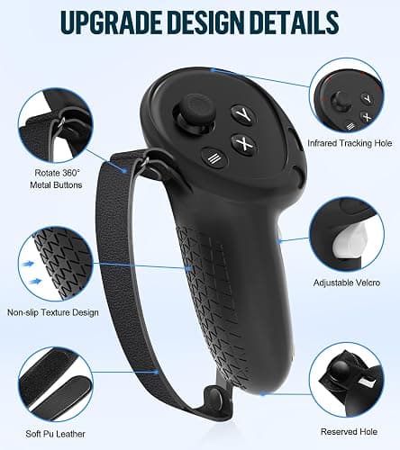 Silicone Cover Set Compatible with Meta Oculus/Quest 3, VR Accessories Protective Cover Includes Controller Grips, Front Shell Headset Cover and Face Cover, Not Fit Quest 3S (Black) thumbnail 3