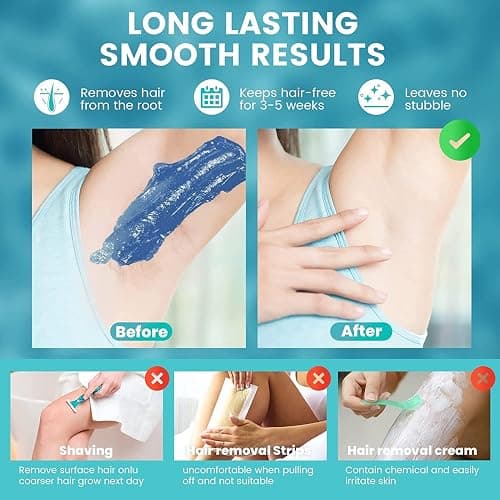 Waxing Kits Wax Warmer Full Kit, Wax Heater Kit with Wax Warmer, 4 * 100g Beads and 30 Pcs Spatulas, Painless at Home Wax Warme Hair Removal thumbnail 2